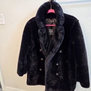 J. Crew Black Faux Fur Puffer Coat Size M